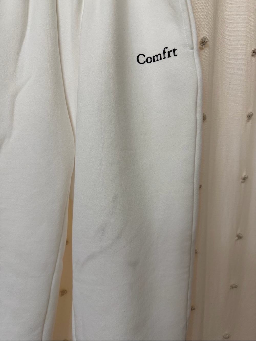 Comfrt Women's White Fleece Joggers - Picture 2 of 4